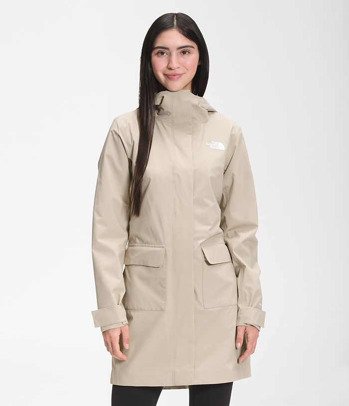 The North Face Rain Jacket City Breeze Parka II Beige - Womens - Thailand LBHJE-6895